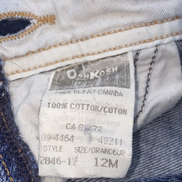 Vintage 1990's OshKosh B’Gosh Infant Denim Jean Overalls Size 12 Months - Picture 8 of 12